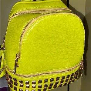 Neon Green Mini Vegan Leather Book bag
